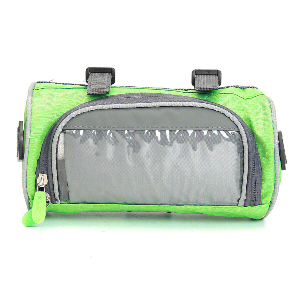 (Green) 22cmx12cmx12cm Waterproof Screen Touchable Cycling Pannier Tube GPS Cell Mobile Phone Bags Bike Frame Bag For Mountain Bicycle