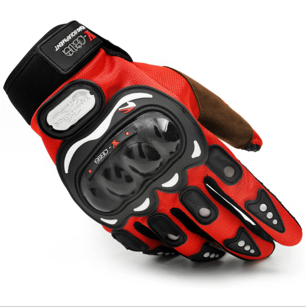 (Red, L) 1 Pair Tactical Gloves Full Finger Gloves Shooting Hunting Cycling Unisex Gloves