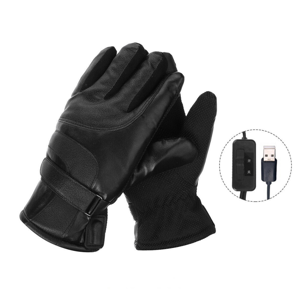 (A) 1 Pair Winter Heated Gloves USB Rechargeable Electric Thermal Insulated Gloves for Winter Sports Climbing Cycling