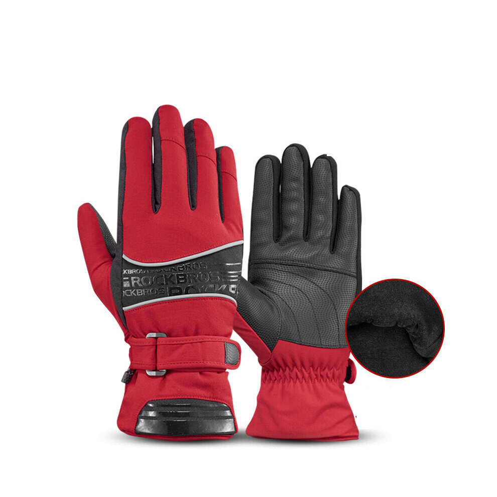 (Black Red, L) 20 Degree Thermal Ski Gloves Waterproof Snowmobile Snowboard Glove Snow Men Female Snowboarding Fleece Skiing Gloves Black,Red 6112212224427
