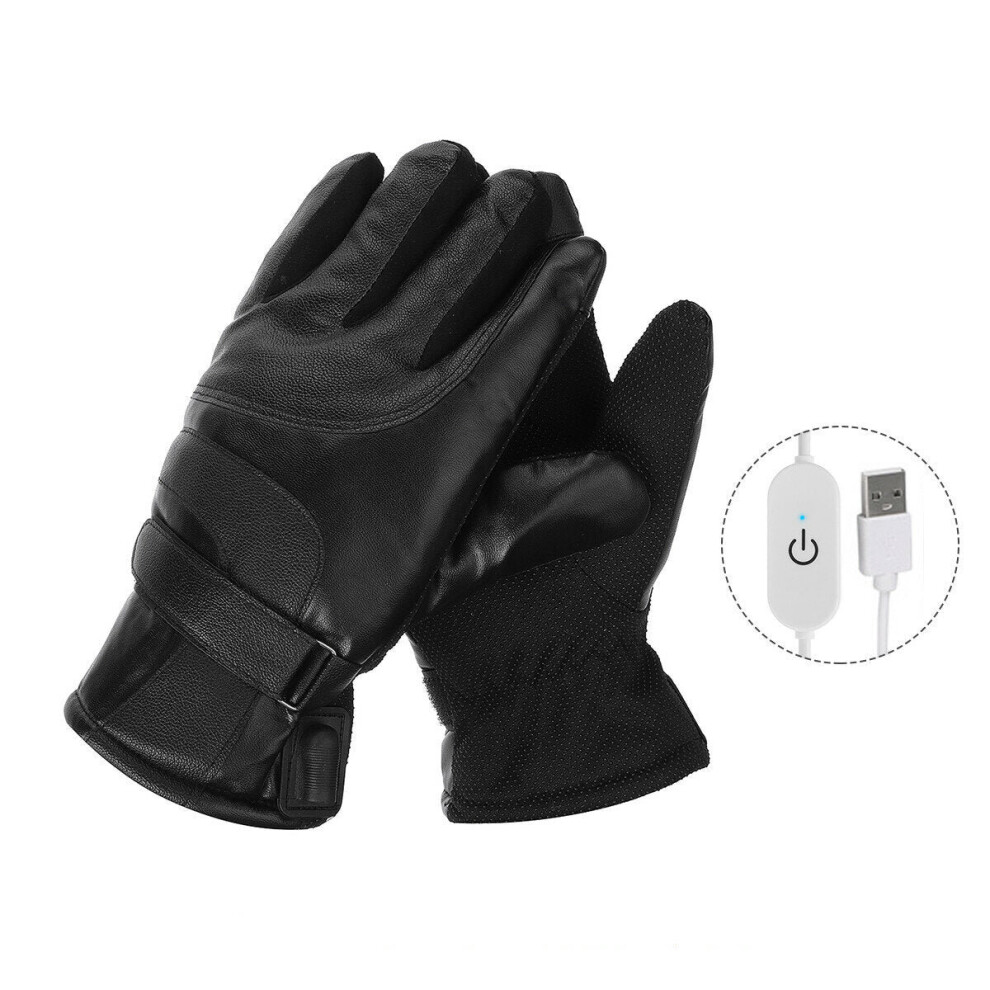 (B) 1 Pair Winter Heated Gloves USB Rechargeable Electric Thermal Insulated Gloves for Winter Sports Climbing Cycling