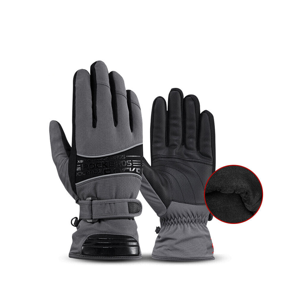 ( Gray, L) 20 Degree Thermal Ski Gloves Waterproof Snowmobile Snowboard Glove Snow Men Female Snowboarding Fleece Skiing Gloves Black 6112212224434