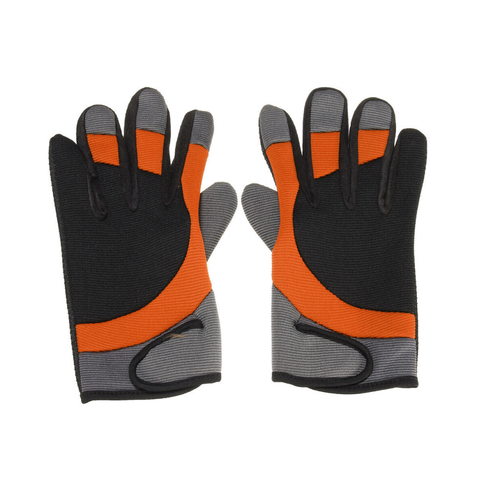 (Orange) 1 Pair Cycling Gloves Autumn Winter Windproof Bike Gloves Breathable Shockproof Sport Full Finger Gloves