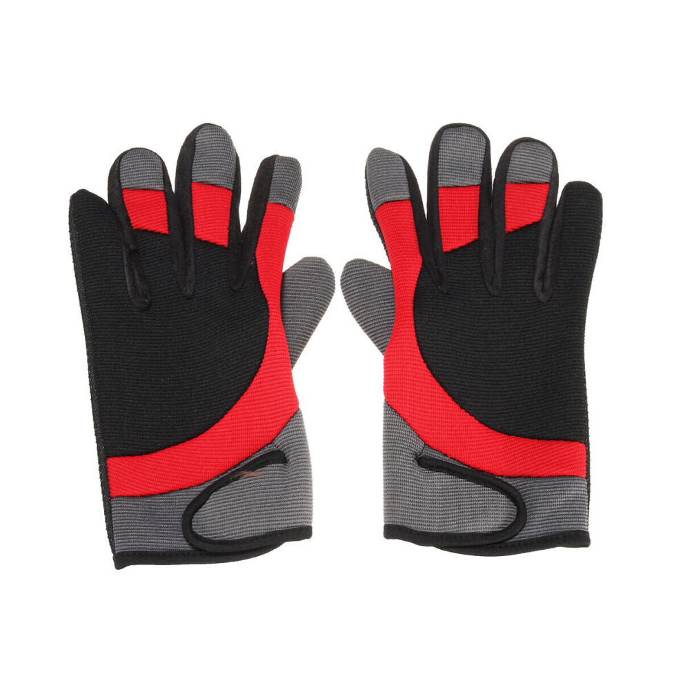 (Red) 1 Pair Cycling Gloves Autumn Winter Windproof Bike Gloves Breathable Shockproof Sport Full Finger Gloves