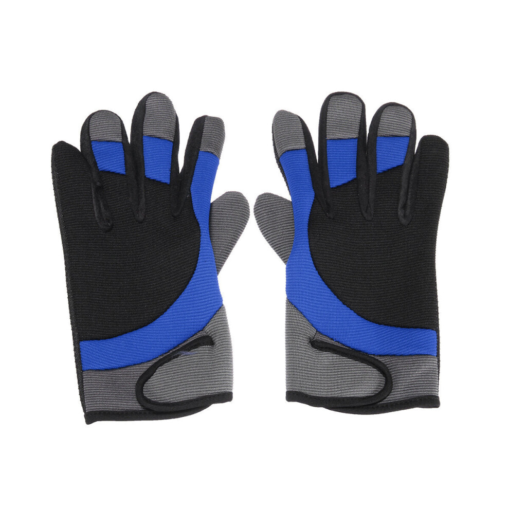 (Blue) 1 Pair Cycling Gloves Autumn Winter Windproof Bike Gloves Breathable Shockproof Sport Full Finger Gloves