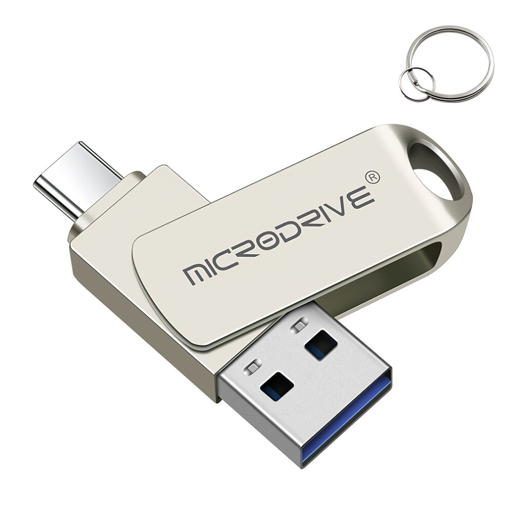 (256GB) 2 in 1 Type-C & USB3.0 Flash Drive OTG USB Driver 32G 64G 128G 256G Metal 360 Rotation Pendrive USB Disk with Key Ring