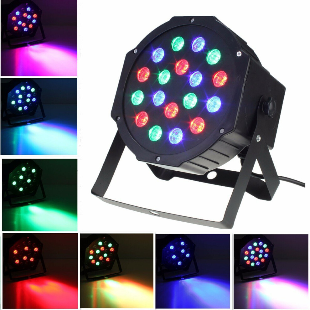 (UK Plug) 18W DMX-512 RGB LED Par Stage Lighting Party DJ Disco KTV Christmas Projector Light AC110-220V