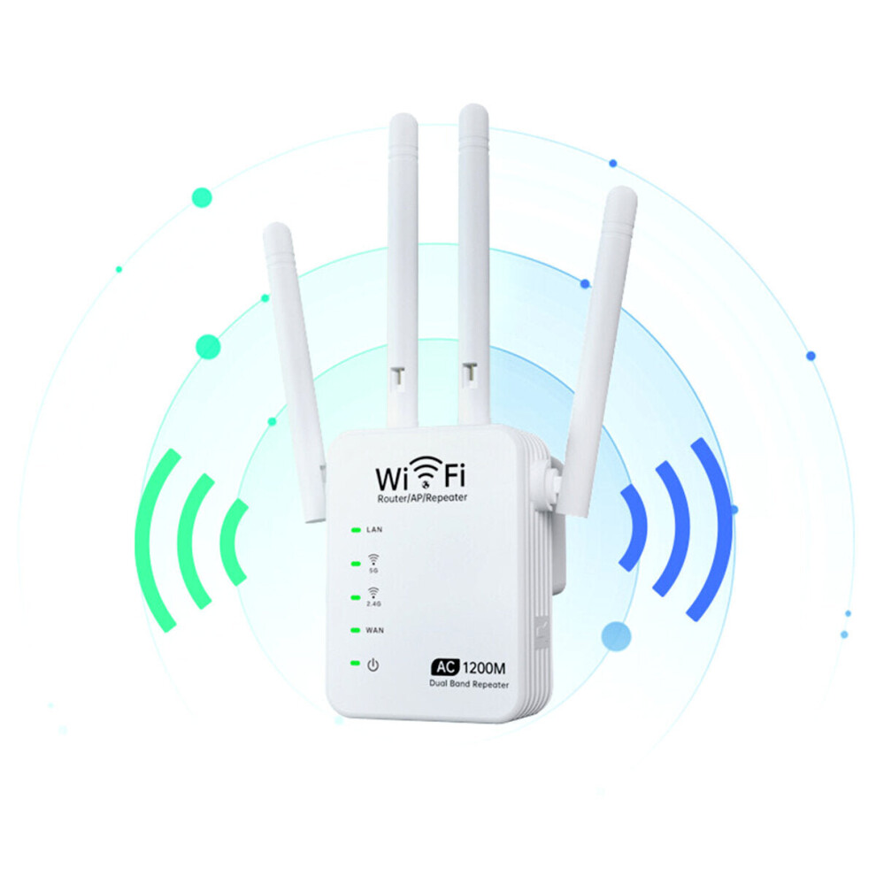 (EU Plug) 1200Mbps Repeater Wifi Amplifier 5G/2.4ghz Router Extender Booster Repeater WiFi Range Extender Signal Home Office