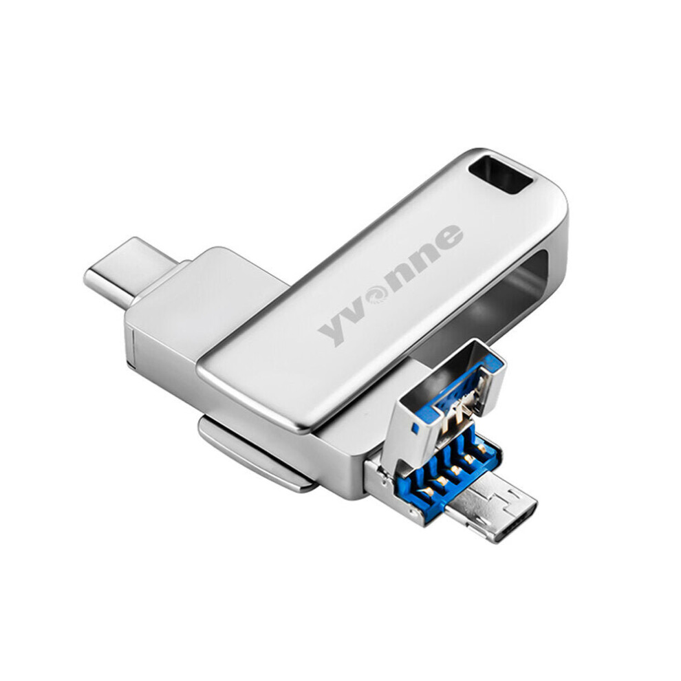 (256Gb, ) 3 In 1 256G Usb Flash Drive Usb3.0 Type C Microusb Pendrive 32G 64G 128G Thumb Drive Memory Disk 360 Rotation U Disk Grey 6112212991503