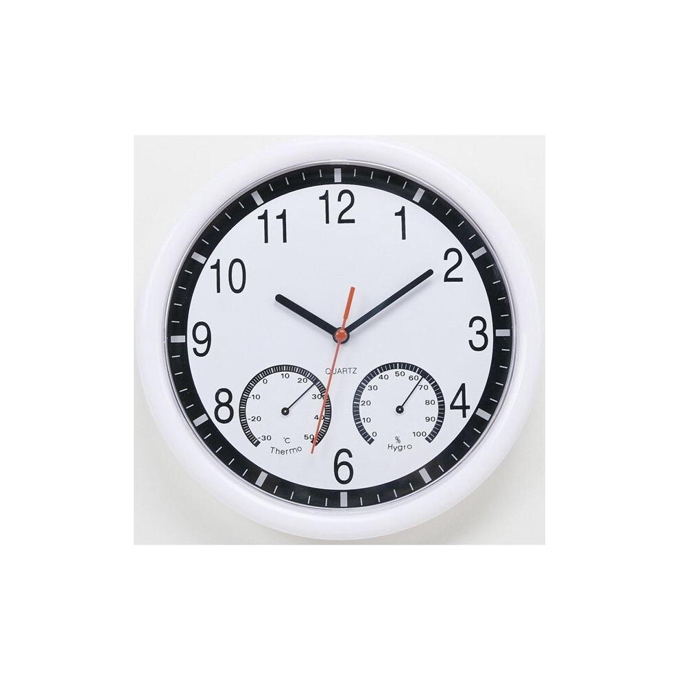 10'' 10 Inch Silent Modern Wall Clock With Thermometer & Hygrometer For Living Home Kitchen Office