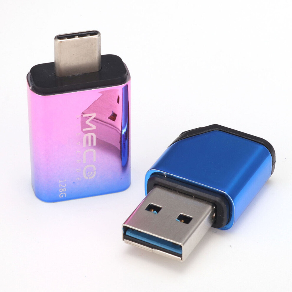 (32GB) 128G USB3.0 Flash Drive with Type-C Adapter 2-in-1 Memory Stick OTG USB Stick Pendrive 32G 64G Metal Thumb Drive