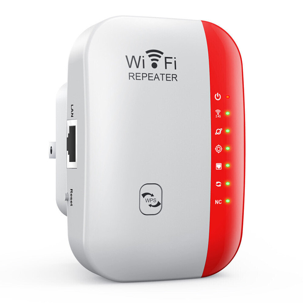 (Red) 300Mbps Mini WiFi Extender Booster Wireless WiFi Repeater Expand WiFi Range AP with WPS