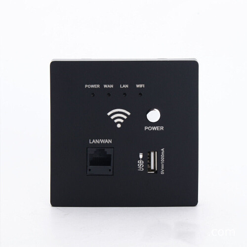 (White) 300Mbps Wall Embedded Router Wireless AP Panel Router System WiFi Repeater Extender USB Charging Socket for Home Use 1