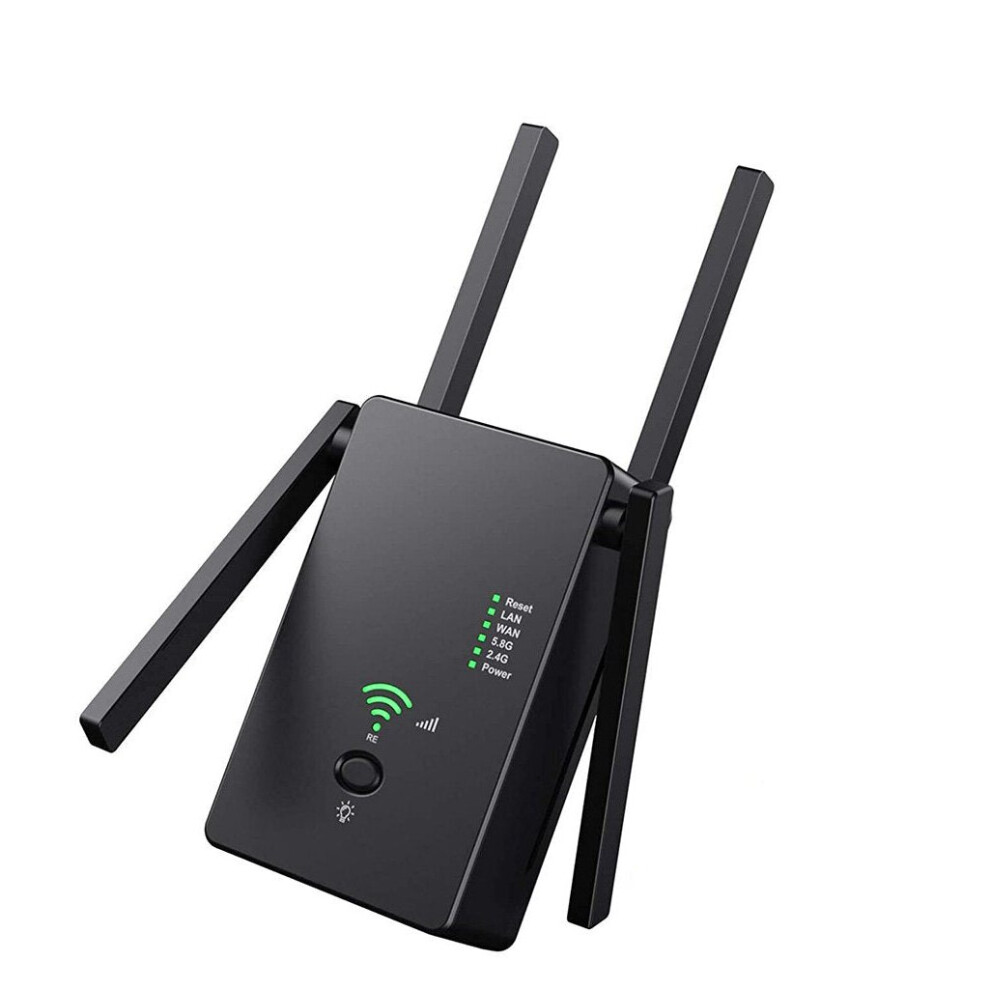 (Black) 1200M Dual Band Wireless AP Repeater 2.4GHz 5.8GHz Router Range Extender WiFi Amplifier Signal Extend WiFi Booster