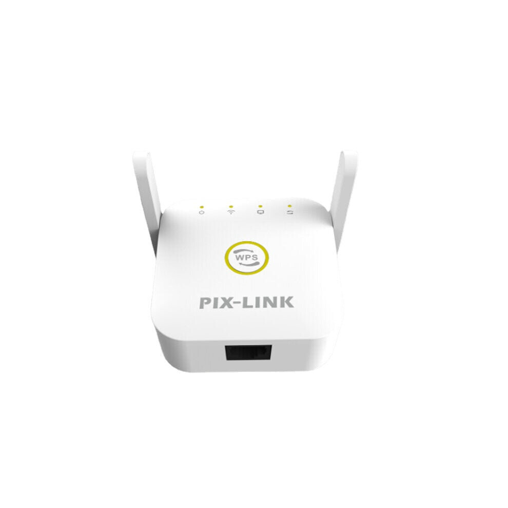 (White, EU Plug) 300M WiFi Repeater Wireless WiFi Extender WiFi Signal Expand 2 Antennas 2.4GHz with Ethernet Port WPS