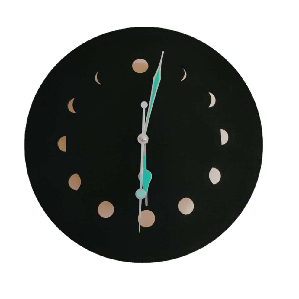 (Black) 10 Inch Luminous Night Light Clock Non-ticking Wall Clock for Office/Living Room/Bedroom/Kitchen