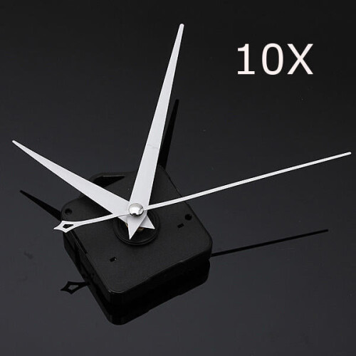 10Pcs DIY White Triangle Hands Quartz Black Wall Clock Movement Mechanism 1