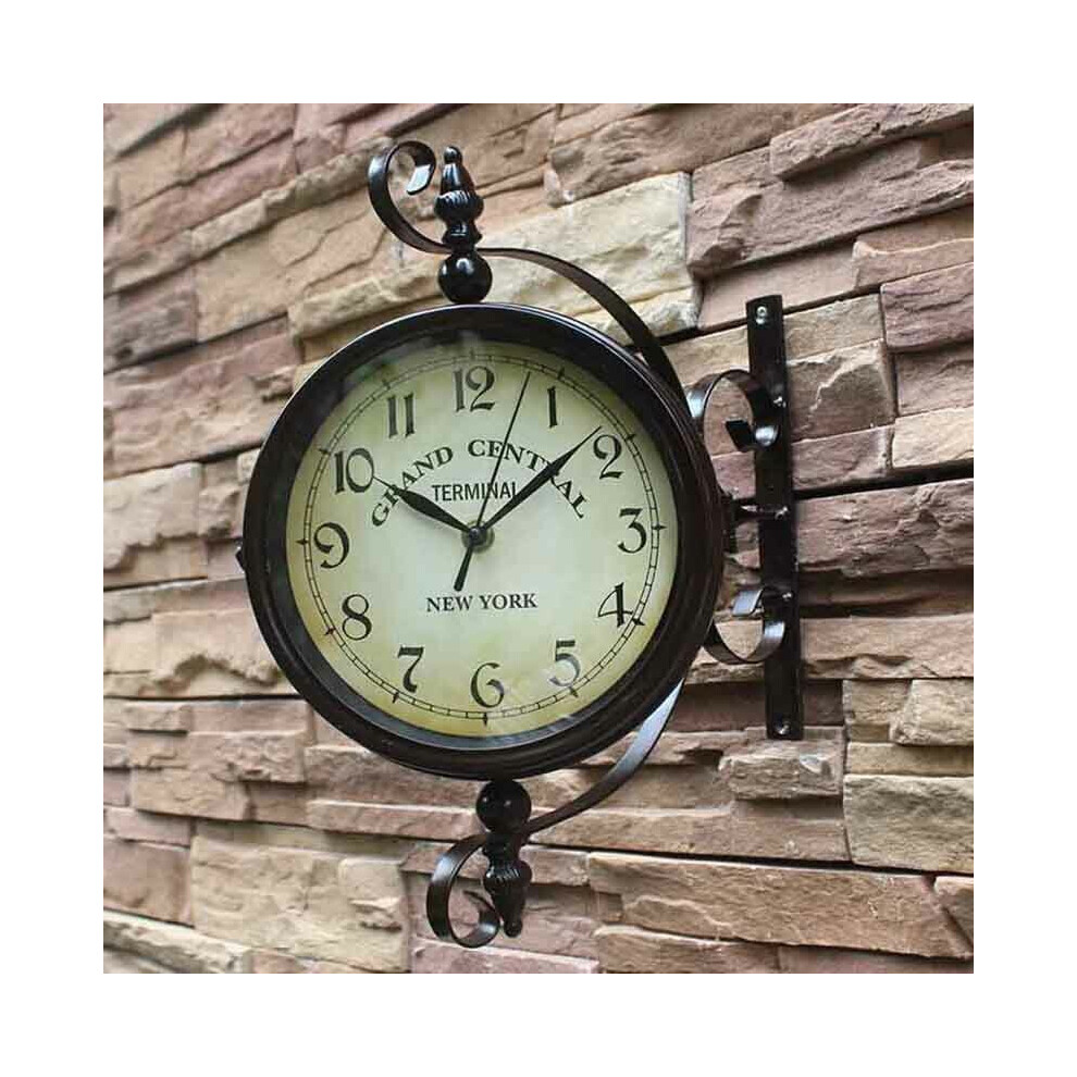 (Type 1) 2 Styles Vintage Retro Indoor Outdoor Wall Hanging Clock for Home Decoration
