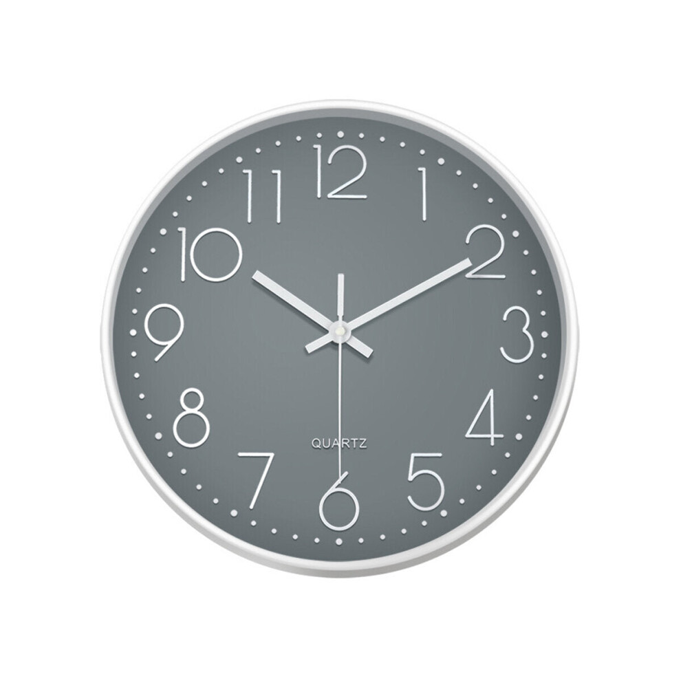 (Gray- white border) 12inch DIY Wall Clock Silent Quartz Wall Night Clocks Multicolor Optional