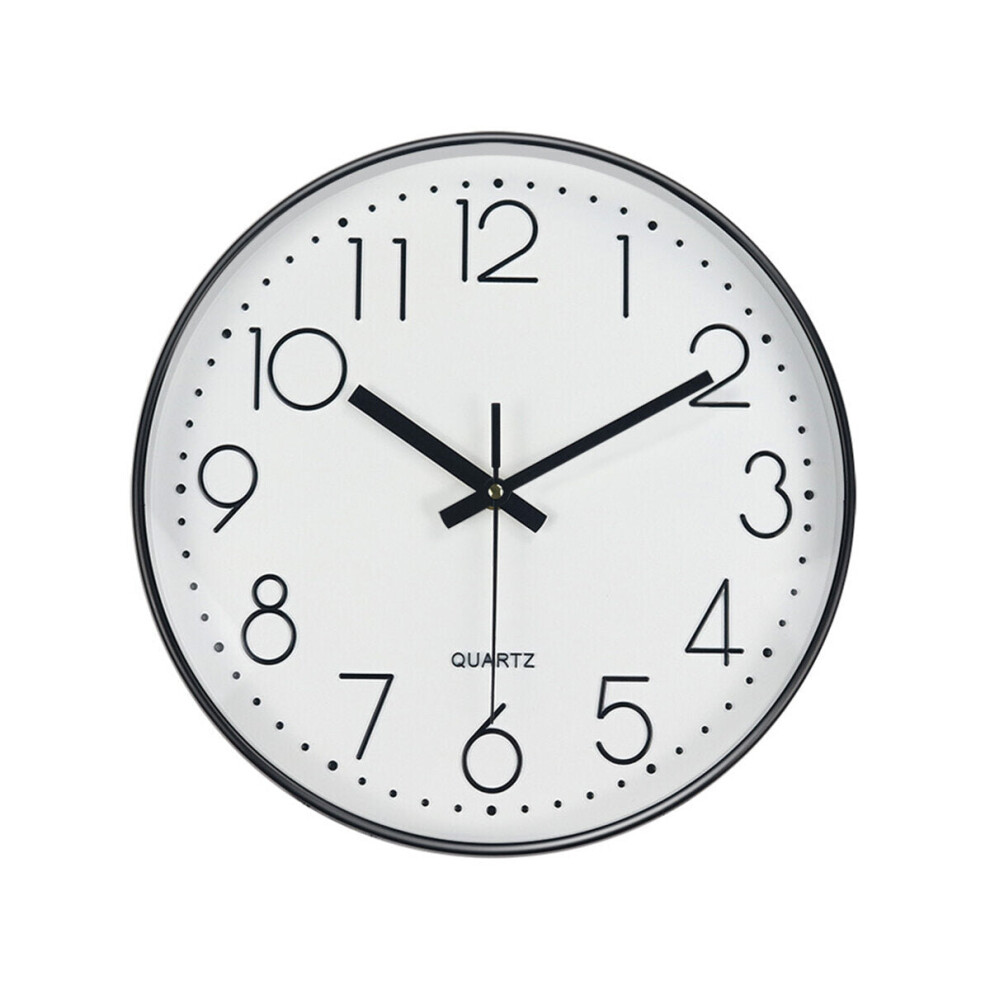 (White- black border) 12inch DIY Wall Clock Silent Quartz Wall Night Clocks Multicolor Optional