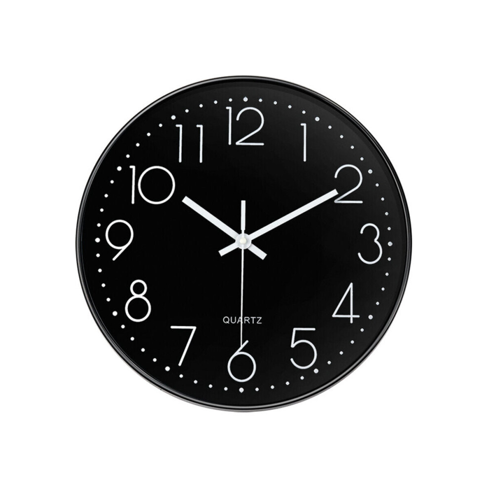 (Black- black border) 12inch DIY Wall Clock Silent Quartz Wall Night Clocks Multicolor Optional