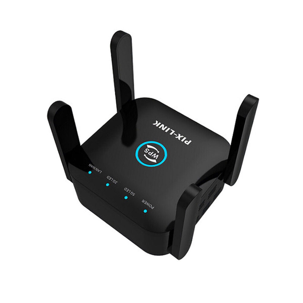 (, Eu Plug) 1200Mbps Wireless Wifi Repeater 2.4Ghz & 5Ghz Long Range Wi-Fi Repeater Router Signal Booster Amplifier Extender With 4 Atenna Black 6112212962190