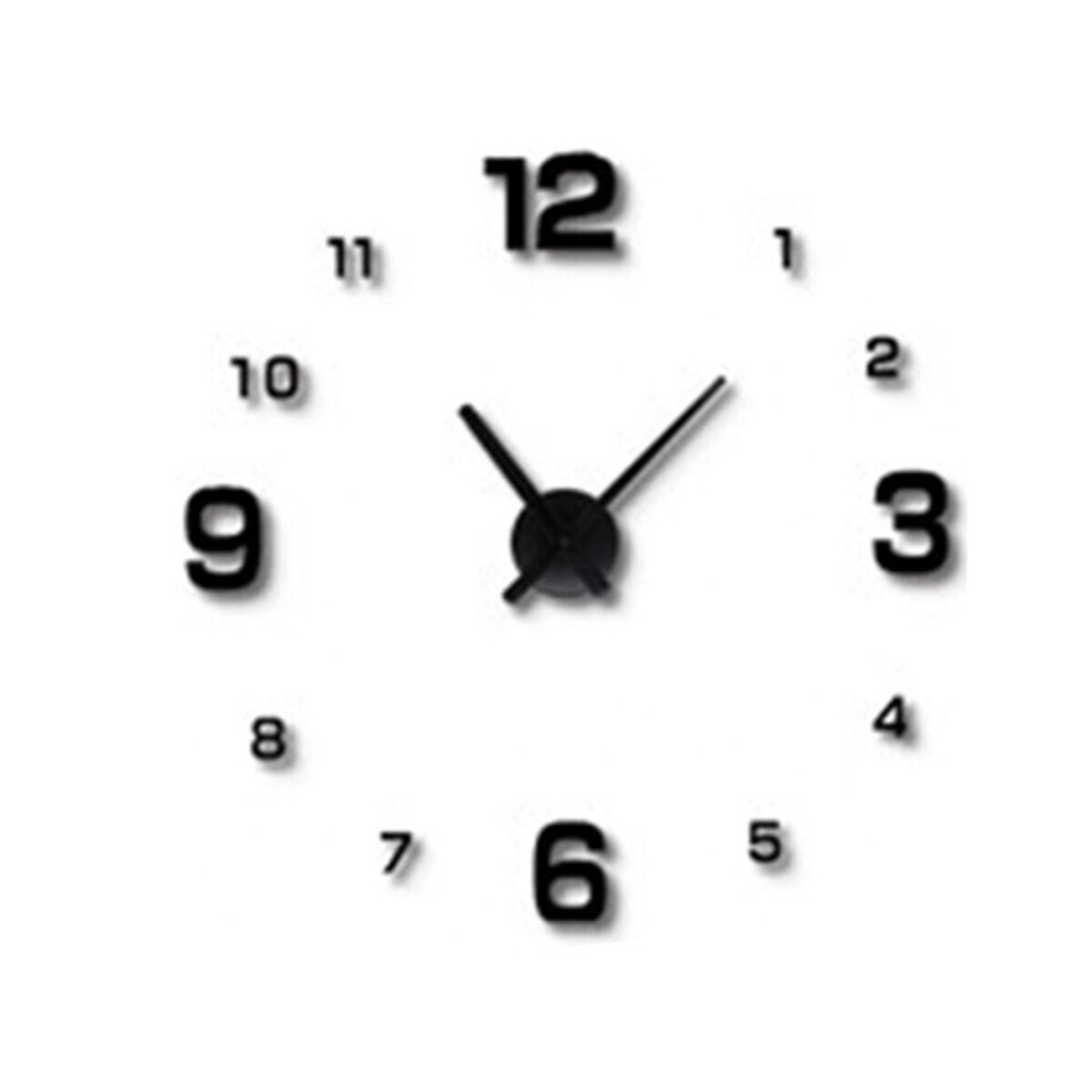 (Black 37inch) 27/37/47inch Black/Silver DIY Wall Clock Silent Quartz Wall Night Clocks