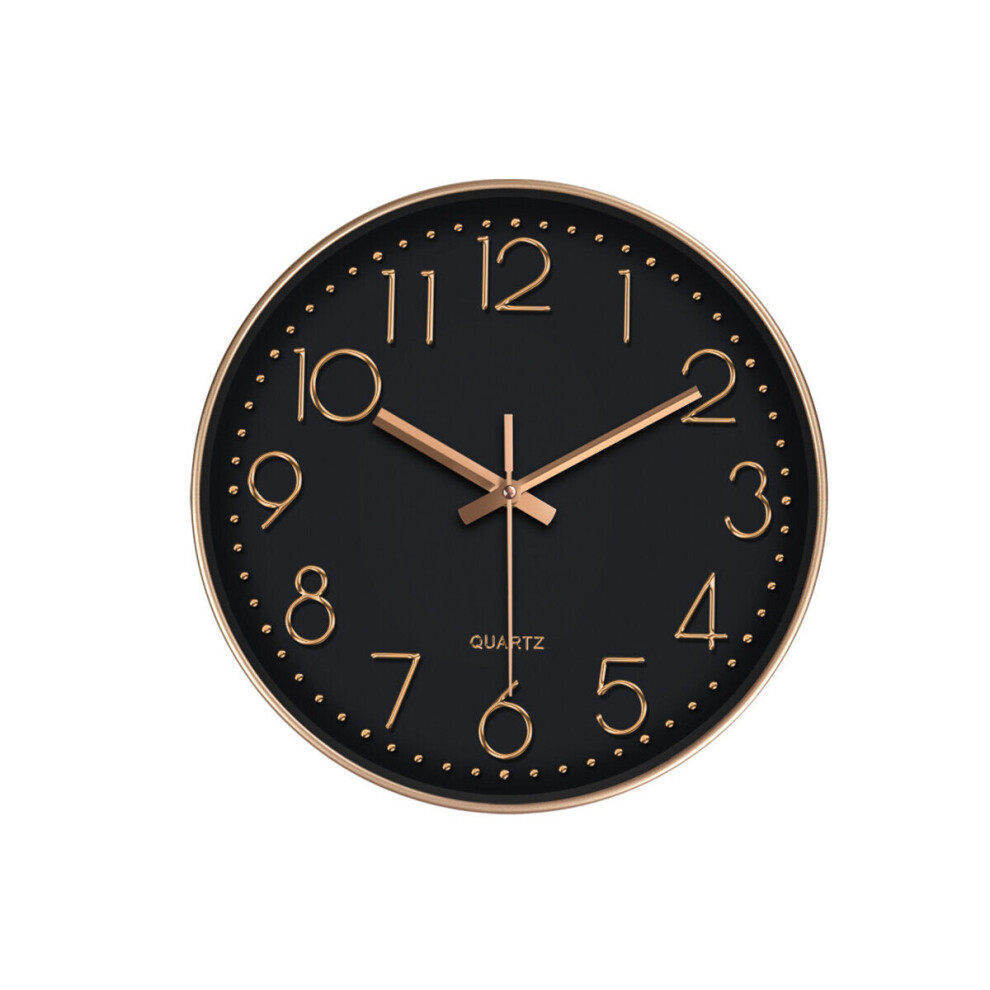 (Black- golden border) 12inch DIY Wall Clock Silent Quartz Wall Night Clocks Multicolor Optional