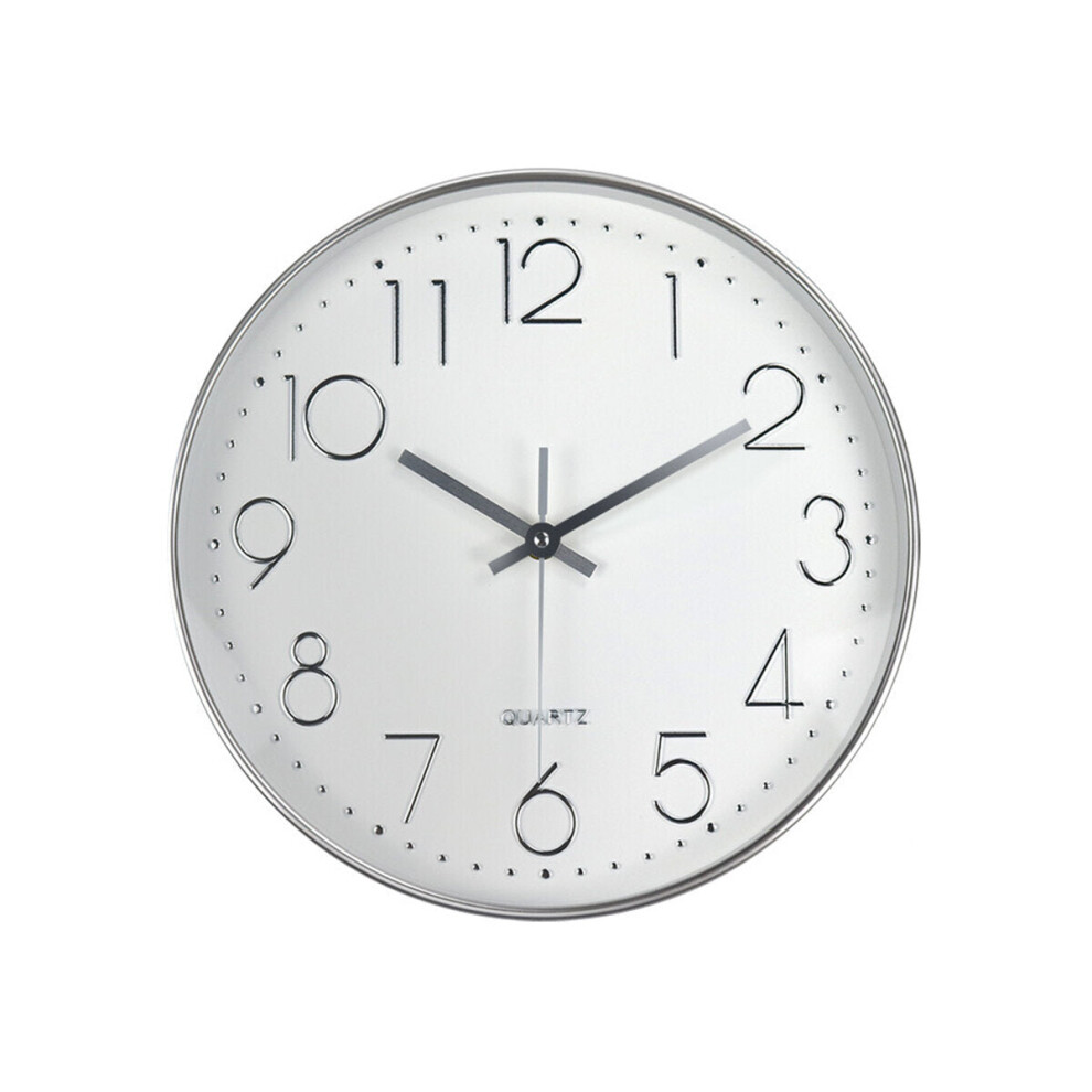 (White- silver border) 12inch DIY Wall Clock Silent Quartz Wall Night Clocks Multicolor Optional