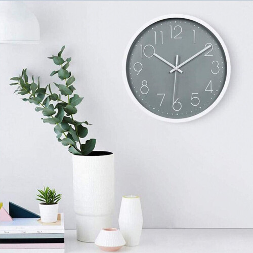 (White- black border) 12inch DIY Wall Clock Silent Quartz Wall Night Clocks Multicolor Optional 2