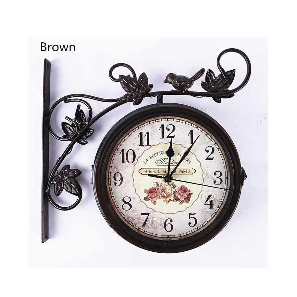 (Type 2) 2 Styles Vintage Retro Indoor Outdoor Wall Hanging Clock for Home Decoration