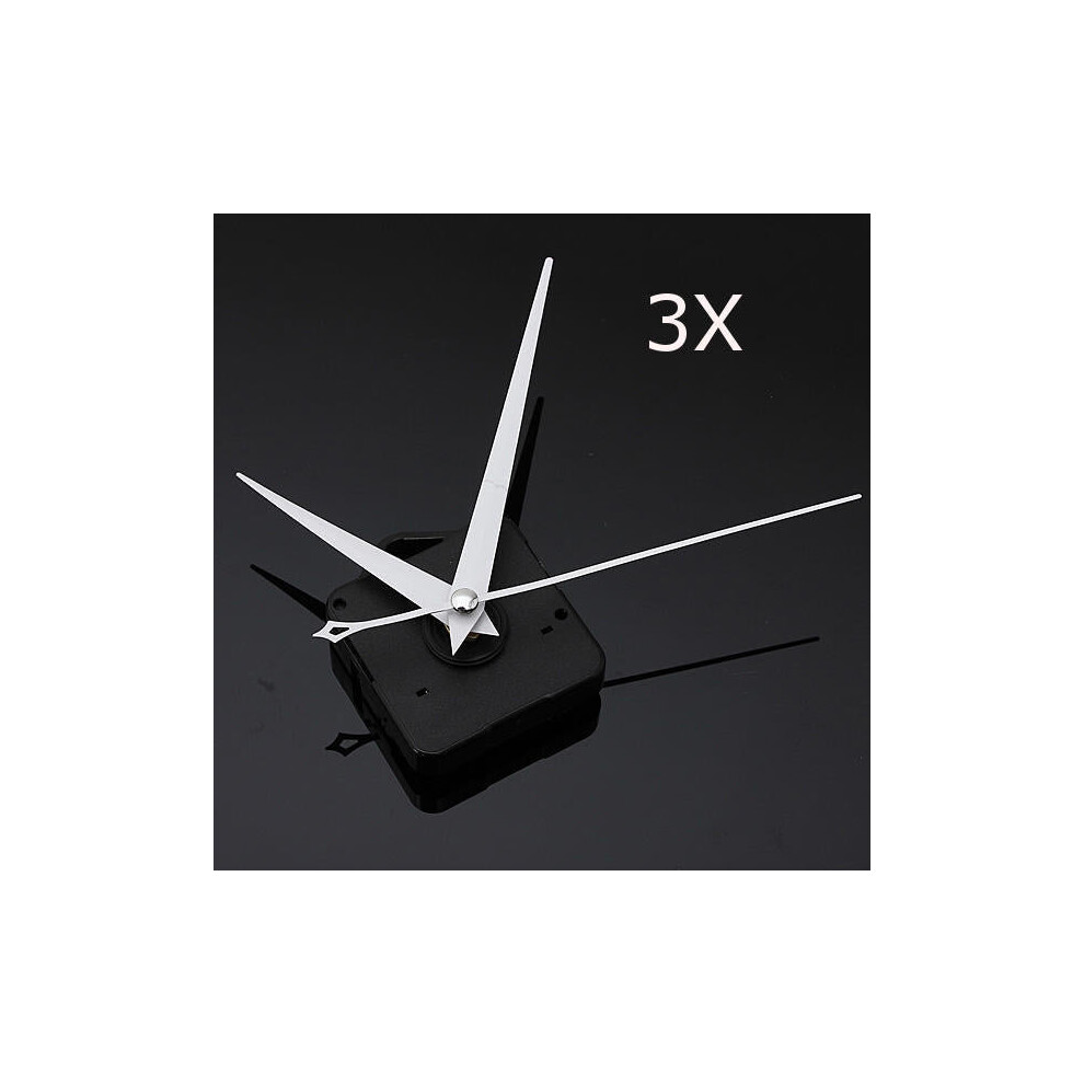 3Pcs DIY White Triangle Hands Quartz Black Wall Clock Movement Mechanism