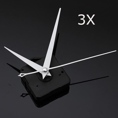 3Pcs DIY White Triangle Hands Quartz Black Wall Clock Movement Mechanism 2