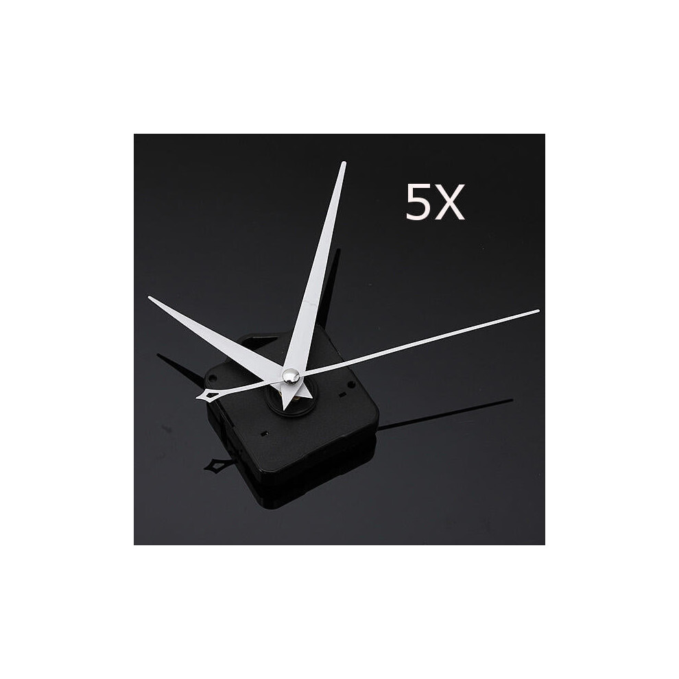 5Pcs DIY White Triangle Hands Quartz Black Wall Clock Movement Mechanism