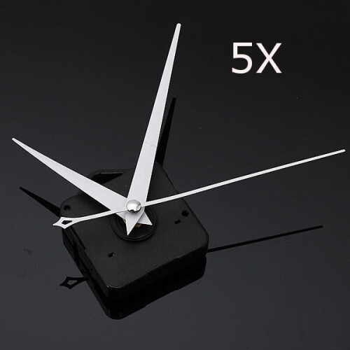 5Pcs DIY White Triangle Hands Quartz Black Wall Clock Movement Mechanism 2