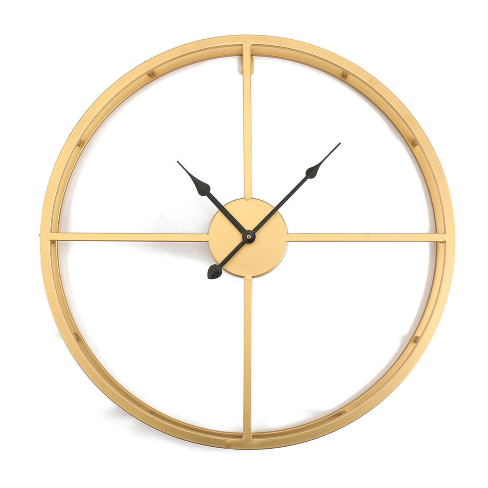 (Gold, 50cm) 50CM/60CM Double Layer Wall Clock Creative Living Room Round Vintage Wrought Iron Wall Clock