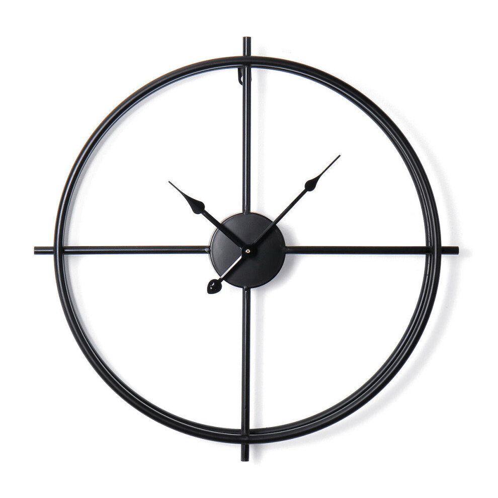 (Black, 50cm) 50CM/60CM Double Layer Wall Clock Creative Living Room Round Vintage Wrought Iron Wall Clock