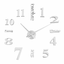 (Silver 100-120cm) 50-60CM/100-120CM 3D Vintage DIY Silent Mirror Wall Clock For Home Art Decor