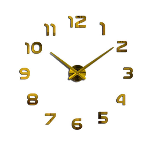 (Silver) 3D Frameless Wall Clock Modern Mute Large Mirror Surface DIY Room Home Office Decorations 1