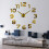 (Silver) 3D Frameless Wall Clock Modern Mute Large Mirror Surface DIY Room Home Office Decorations 3