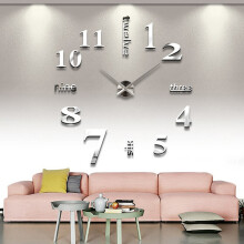 (Silver) 3D Modern Wall Clock Mirror Sticker Unique Big Number Watch Acrylic Number Wall Clock for Home Decoration