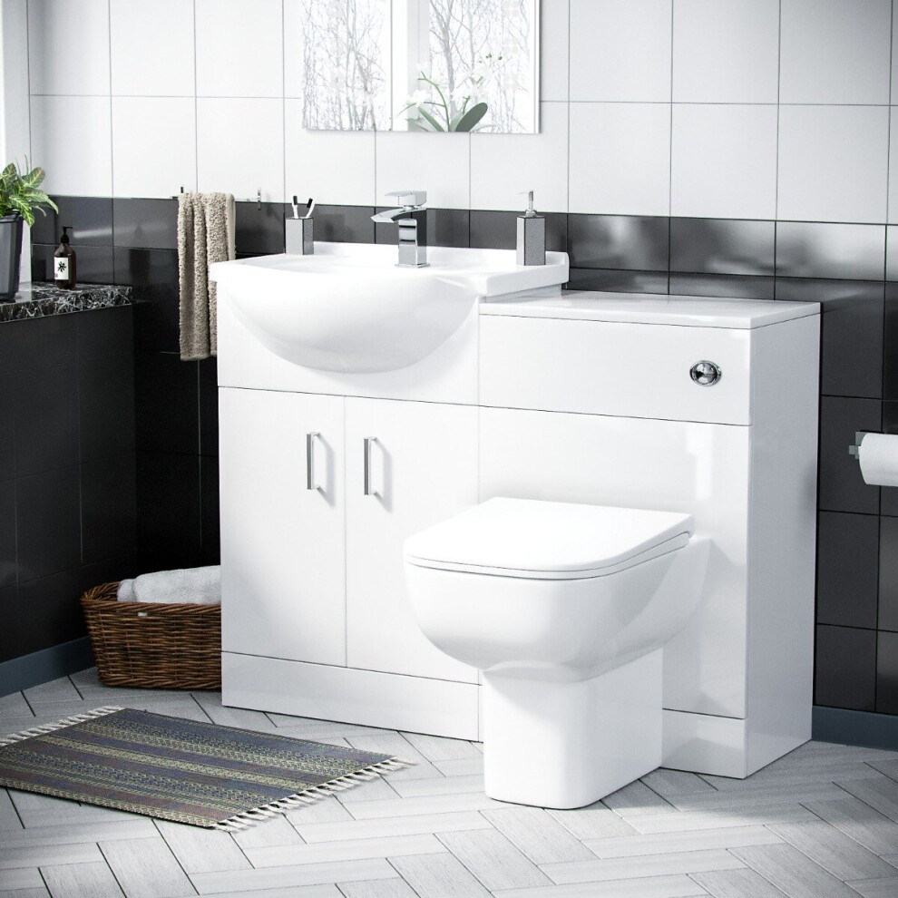 Dyon 950mm Vanity Basin Unit, WC Unit & Back to Wall Toilet White