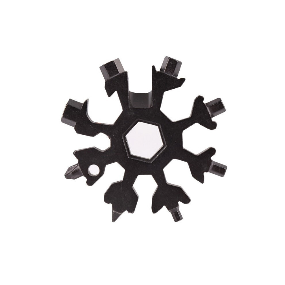 (Black) 18In1 Snowflake Wrench Tool Outdoor Multitool Spanner Hex Wrench Hiking Camping Gear Bicycle Portable Outdoor Opener Screwdriver 5706795798072