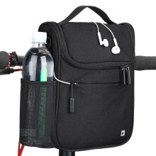 (Black) 5L Bike Bag Folding Front Tube Frame Bag Waterproof Keep Warm Bicycle Handlebar Bag Outdoor Cycling