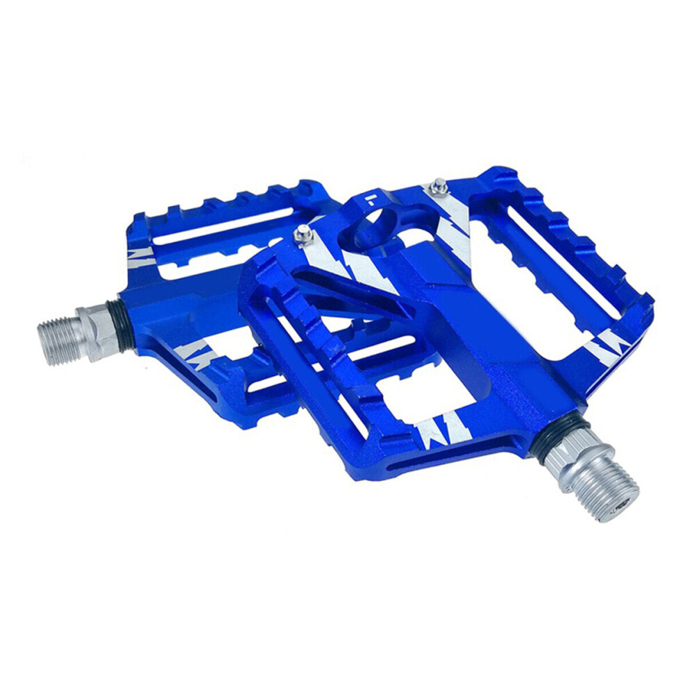 (Blue) 2Pcs Mountain Road Bike Aluminum Alloy MTB Pedals Flat Platform Bicycle Pedal