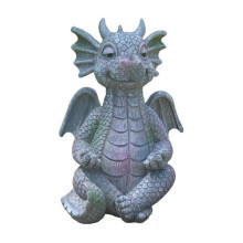 (B) Garden Dragon Meditated Statue Courtyard Dragon Sculpture Resin Dinosaur Shape Statue