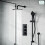 NES Home 2-Way Overhead Rainfall Shower and Matte Black Raiser Rail with Handset Set 1