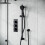 NES Home 2-Way Overhead Rainfall Shower and Matte Black Raiser Rail with Handset Set 2