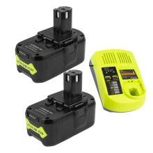 (2xBattery & 1xCharger) 6.0Ah P108 P102 Lithium Replacement Battery for Ryobi 18V Battery ONE+ P102 P103 P104 + Compatible with P117 Charger 260051002 P117 P118 P119 P113
