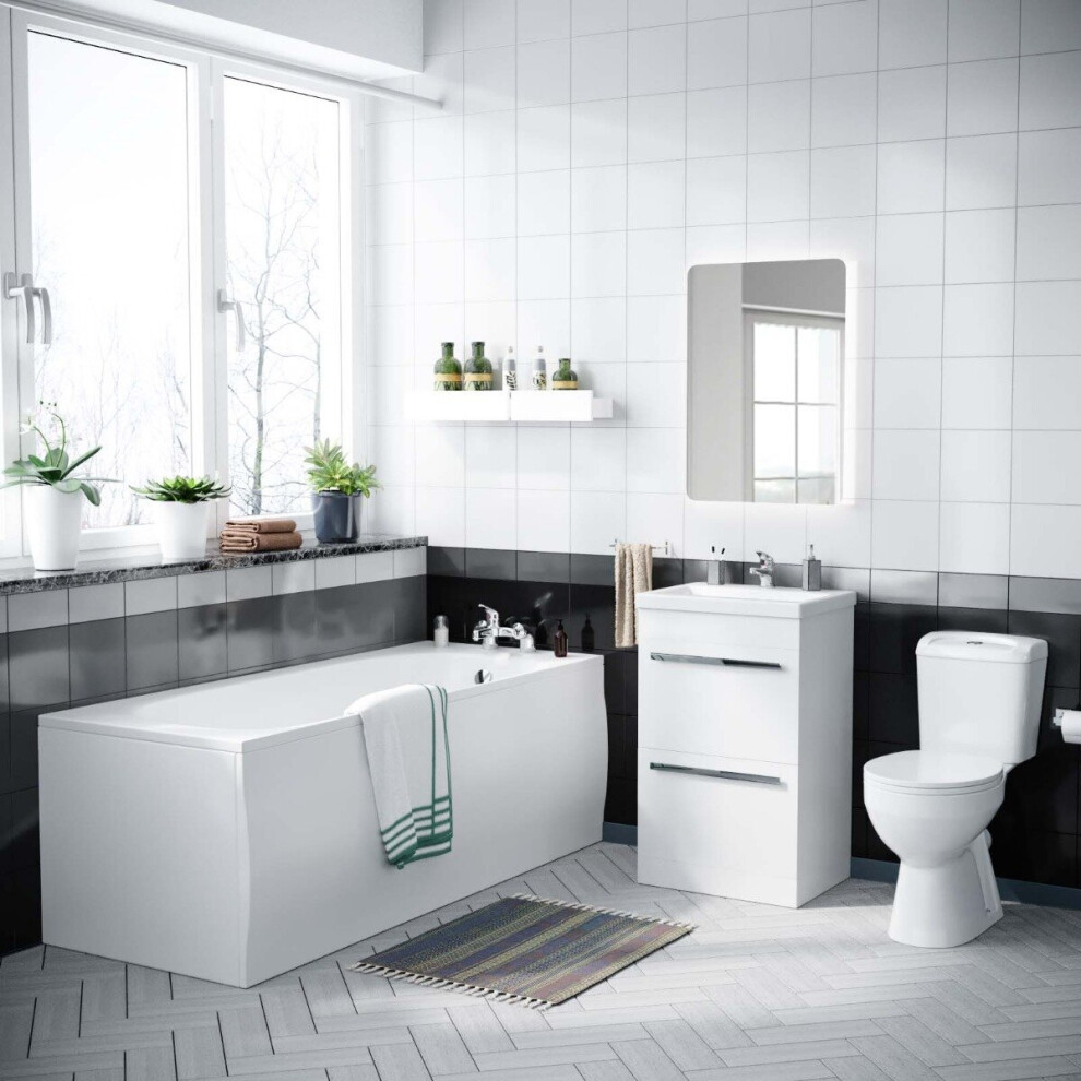 Nes Home 1700Mm Bath, Close Coupled Toilet & 500 Mm 2 Drawer Vanity Basin Cabinet | Ambon